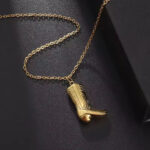 Gold Cowboy Boots Pendant Necklace for Women & Girls - Image 2